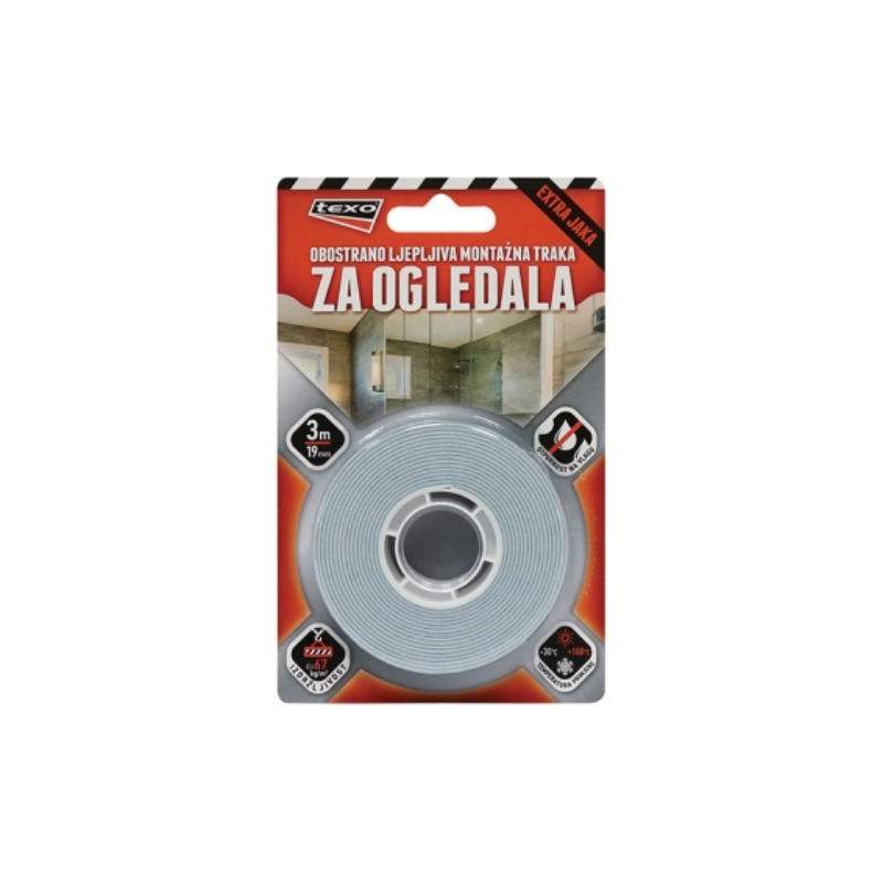 TRAKA OBOSTRANA LJEPLJIVA MONTAŽNA 19mmX3m ZA OGLEDALA
