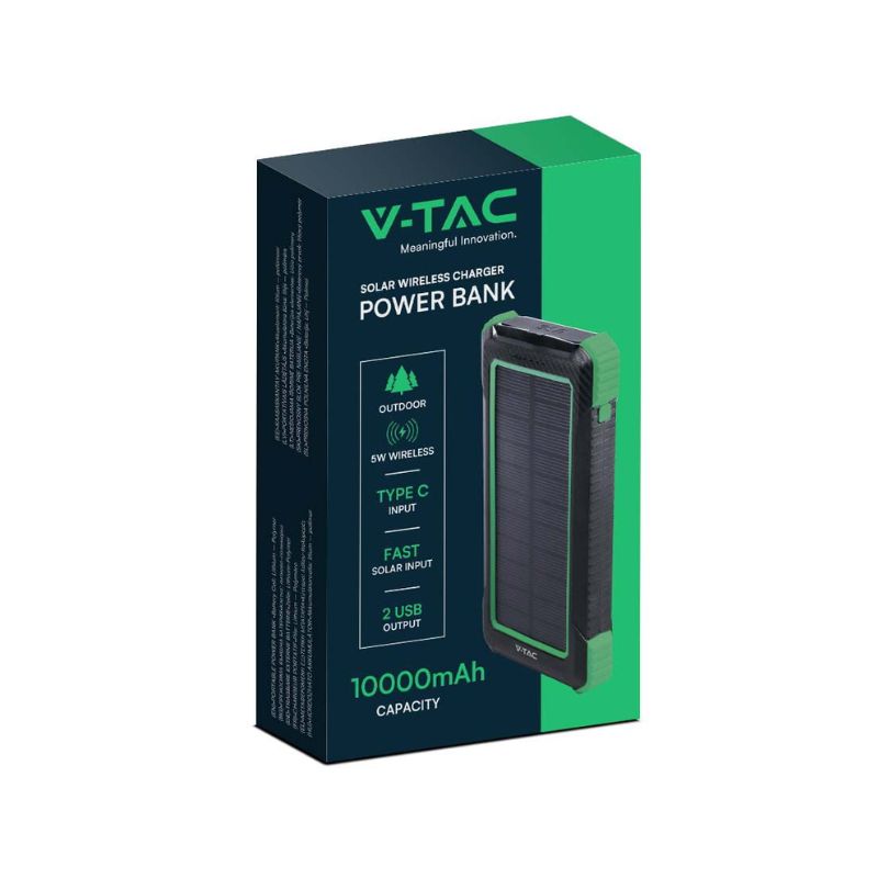 PUNJAČ SOLARNI POWER BANK CRNI BEŽIČNI 10 000 mAH